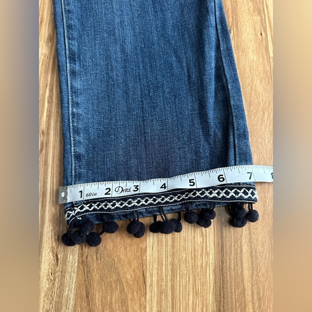 Judy Blu Straight Fit Cropped Jeans Pum Pum Trim Size 7/28 - Picture 8 of 11
